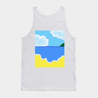 Sea Sand and a boat Tank Top